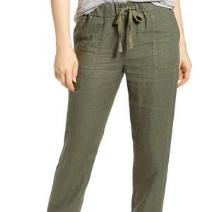CASLON Linen Jogger, Women's Size Small, Color Green Beetle.